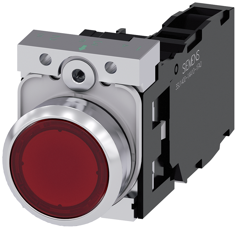 SIEMENS BOTON ILUM ROJO 1NA+1NC+LED 120V AC -COMP METAL