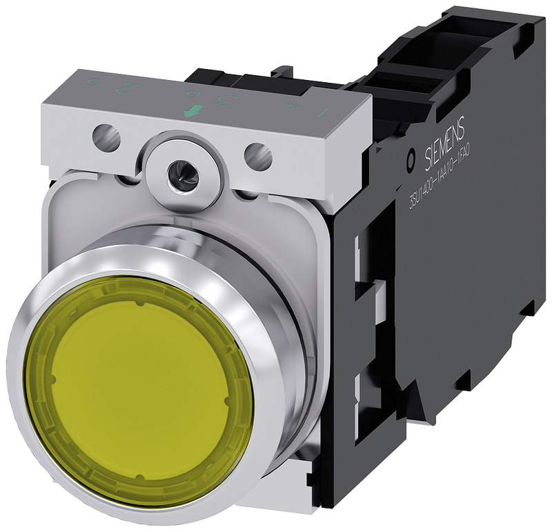 SIEMENS PULSADOR LUMINOSO AMARILO 1NA 1NC 24VDC COMP METAL