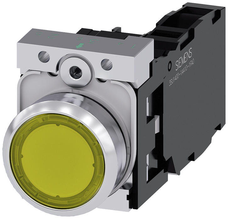 SIEMENS PULSADOR LUMINOSO AMARILO 1NA 1NC 24VDC COMP METAL