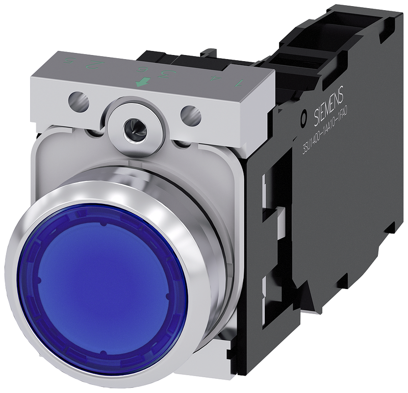 SIEMENS BOTON ILUM AZUL 1NA+1NC+LED 120VAC -COMP METAL