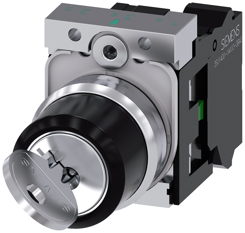 SIEMENS SELECTOR 2 POS SOST 1NA C/LLAVE METAL EXT-C RESORTE -COMP METAL