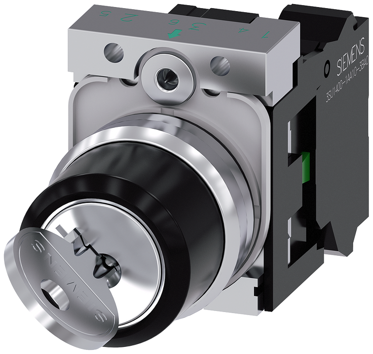 SIEMENS SELECTOR 2 POS SOST 1NA C/LLAVE METAL EXT-C RESORTE -COMP METAL