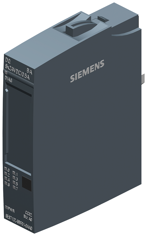 SIEMENS ET200SP modulo salidas digitales 8x 24V DC/05A Basic PU 10 SKU: 6ES7132-6BF01-2AA0