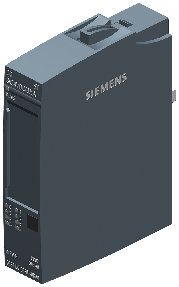 SIEMENS ET200SP modulo salidas digitales 8x 24V DC/05A ST PU 10 SKU: 6ES7132-6BF01-2BA0