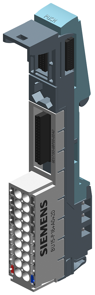 SIEMENS SIPLUS ET 200SP BU15-P16+A0+2D TX RAIL