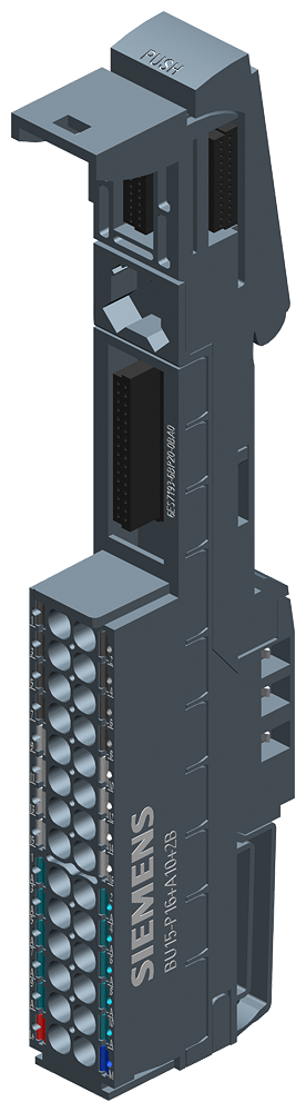 SIEMENS ET 200SP BASEUNIT BU15-P16+A10+2B BU TYPE A0 PACK QUANTITY: 10 UNITS PUSH-IN TERMINALS WITH 10 AUX TERMINALS BRIDGED TO THE LEFT WXH: 15 MMX141 MM