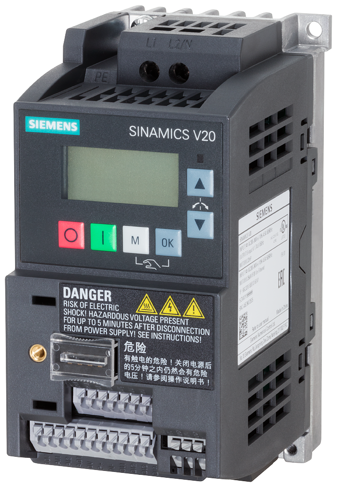 SIEMENS SINAMICS VARIADOR V20 0.33HP 1AC 200-240VAC 1.7A C/BOP