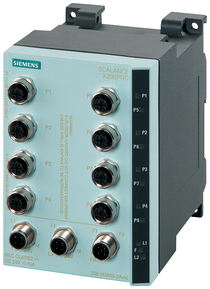 SIEMENS SWITCH SCALANCE 8xM12 10/100 Mbit/s ADMINISTRABLE X208PRO