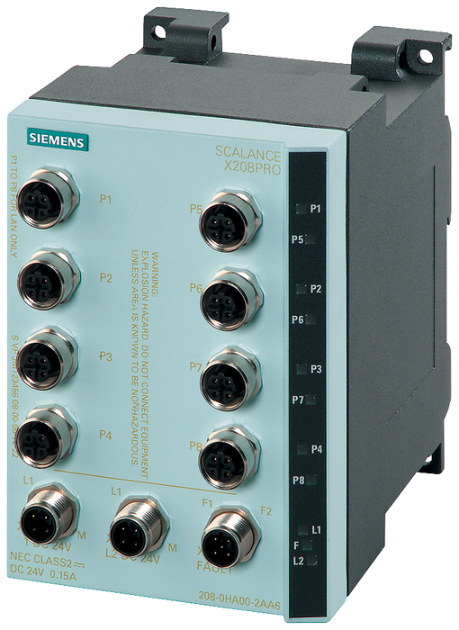 SIEMENS SWITCH SCALANCE 8xM12 10/100 Mbit/s ADMINISTRABLE X208PRO