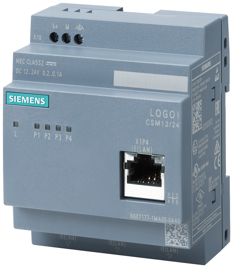SIEMENS SWITCH COMPACT LOGO! 4xRJ45 10/100 Mbit/s 1xRJ45 PARA DIAGNOSTICO CSM12/24
