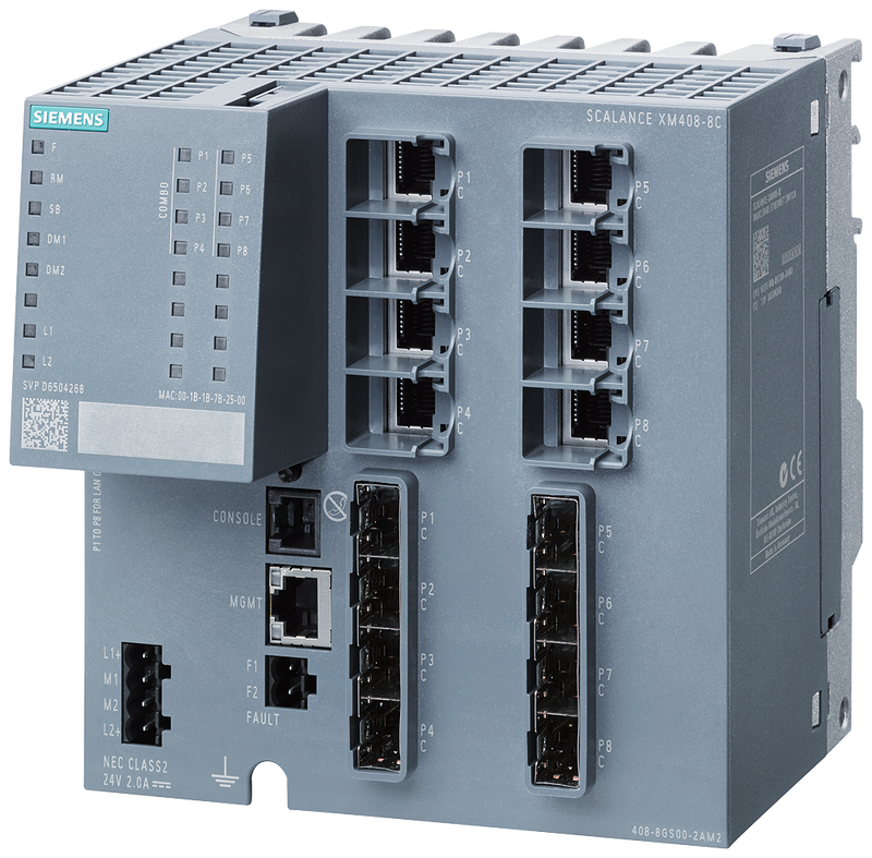 SIEMENS SWITCH SCALANCE 8xRJ45 10/100/1000 Mbit/s 8xFO 100/1000 Mbit/s ADMINISTRABLE XM408-8C