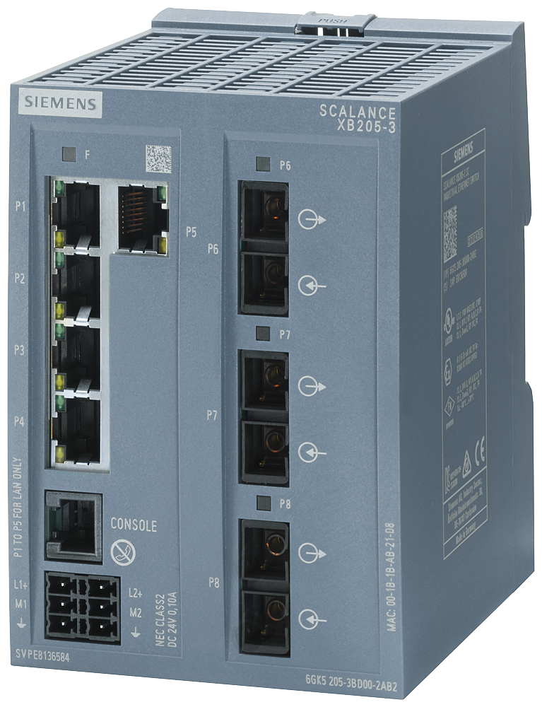 SIEMENS SCALANCE XB205-3 ADMINIS 5 PUERTOS RJ45 3FO LAYER2 0-60C