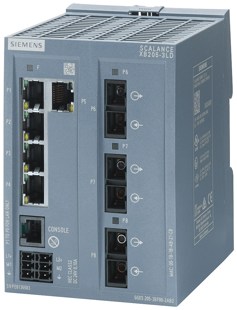 SIEMENS SWITCH SCALANCE 5xRJ45 10/100 Mbit/s 3xFO ADMINISTRABLE XB205-3LD
