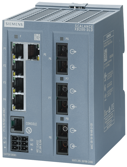 SIEMENS SWITCH SCALANCE 5xRJ45 10/100 Mbit/s 3xFO ADMINISTRABLE XB205-3LD