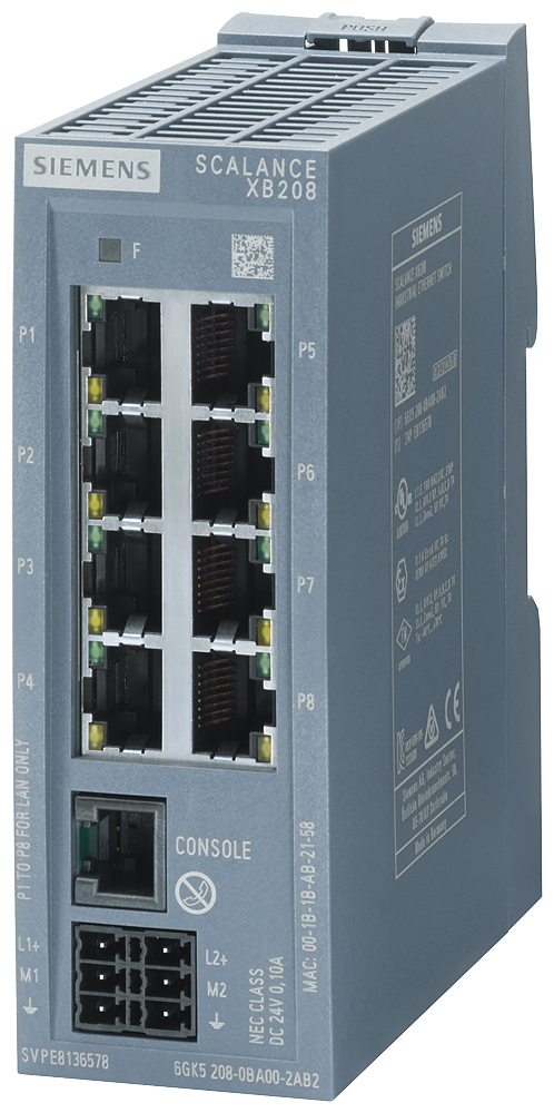 SIEMENS SIMATIC SCALANCE XB208 IEC 62443-4-2 RJ45 10/100