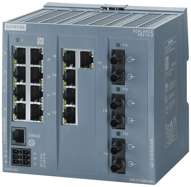 SIEMENS SWITCH SCALANCE 13XRJ45 10/100 Mbit/s 3xFO 1xCONSOLE-PORT XB213-3