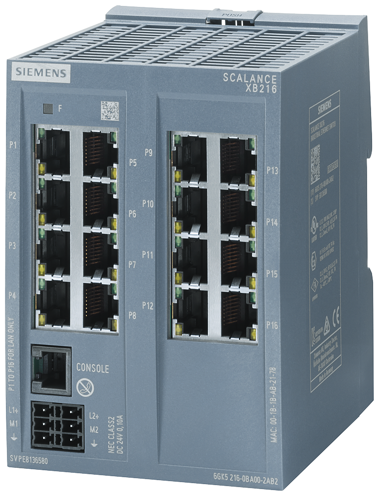 SIEMENS SIMATIC SWITCH SCALANCE 16xRJ45 10/100 Mbit/s 2 IE-SWITCH ADMINISTRABLE XB216