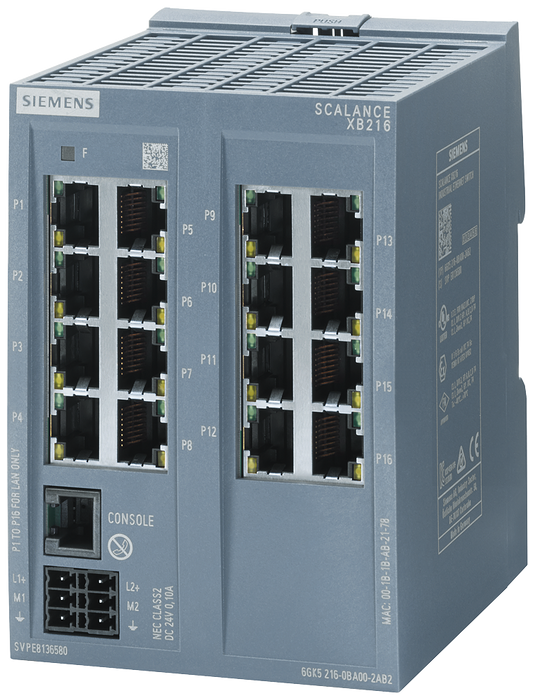 SIEMENS SIMATIC SWITCH SCALANCE 16xRJ45 10/100 Mbit/s 2 IE-SWITCH ADMINISTRABLE XB216