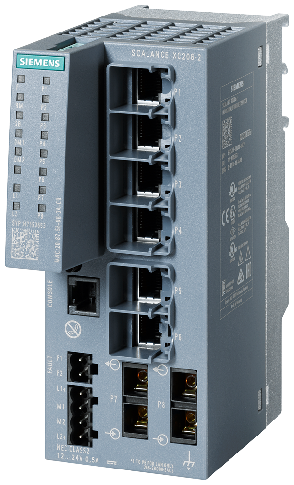 SIEMENS SWITCH SCALANCE 6xRJ45 10/100 Mbit/s 2xSC ADMINISTRABLE XC206-2