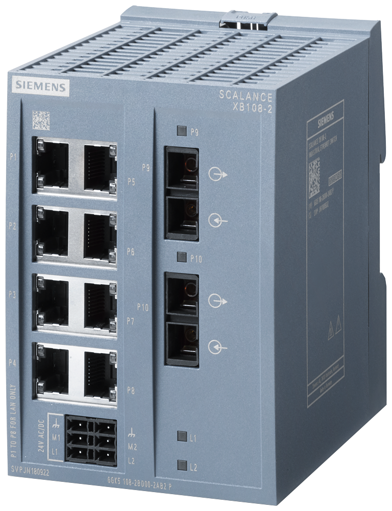 SIEMENS SCALANCE XB108B-2 8X10/100 2X100 MBBITS/S IP20 24VAC/VDC