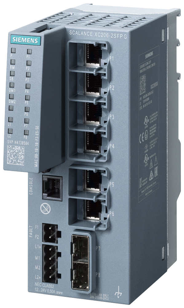 SIEMENS SWITCH SCALANCE 6xRJ45 10/100/1000 Mbit/s 2xSFP ADMINISTRABLE XC206-2SFP G