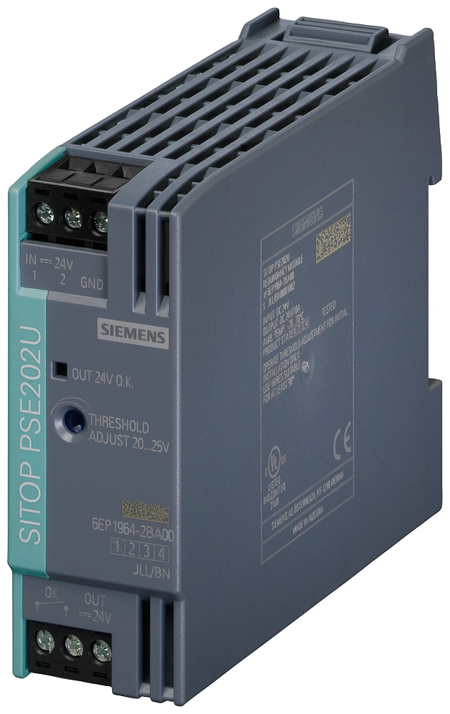 SIEMENS SIMATIC SITOP PSE202U 10A REDUNDANCY MODULE INPUT/OUTPUT: 24 V DC SUITABLE FOR DECOUPLING TWO SITOP POWER SUPPLIES WITH MAXIMAL PER 5 A OUTPUT CURRENT