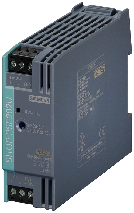 SIEMENS SIMATIC SITOP PSE202U 10A REDUNDANCY MODULE INPUT/OUTPUT: 24 V DC SUITABLE FOR DECOUPLING TWO SITOP POWER SUPPLIES WITH MAXIMAL PER 5 A OUTPUT CURRENT