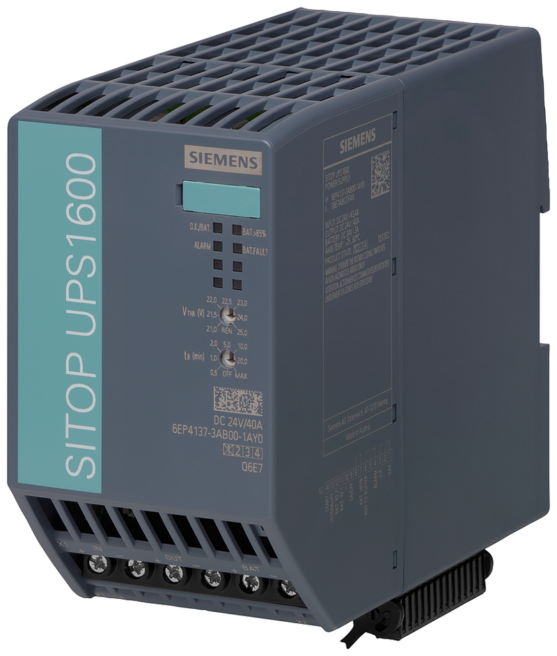 SIEMENS SIMATIC SITOP UPS1600 40 A USB UNINTERRUPTED POWER SUPPLY WITH USB INTERFACE INPUT: 24 V DC OUTPUT: 24 V DC/40 A