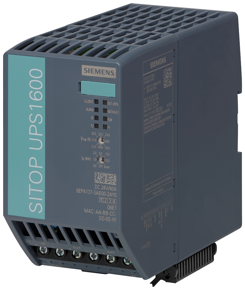 SIEMENS SIMATIC SITOP UPS1600 40 A ETHERNET/ PROFINET UNINTERRUPTED POWER SUPPLY WITH ETHERNET/ PROFINET INTERFACE / OPC UA SERVER / WEB SERVER INPUT: 24 V DC OUTPUT: 24 V DC/40 A