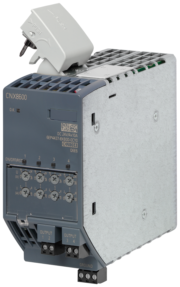 SIEMENS SIMATIC SITOP CNX8600 4X10 A EXTENSION MODULE FOR PSU8600 OUTPUT: 24 V DC/4X 10 A