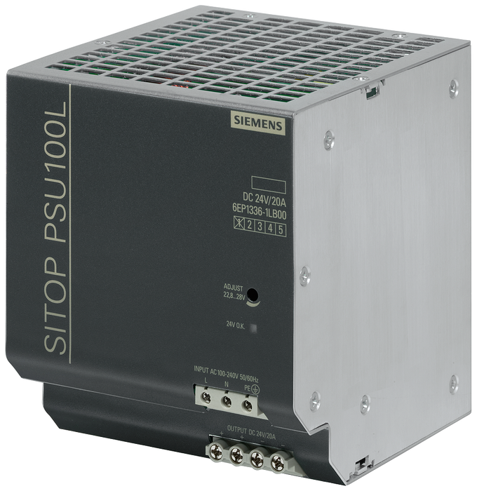 SIEMENS FUENTE SITOP PSU100L 1F 100 o 240VAC SAL 24VDC 20A