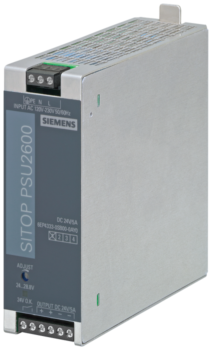 SIEMENS SIMATIC SITOP PSU2600 24 V/5 A STABILIZED POWER SUPPLY INPUT: 230 V AC OUTPUT: 24 V DC/5 A