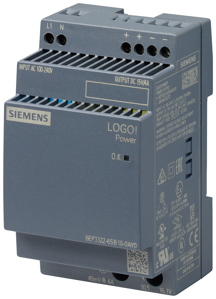 SIEMENS FUENTE LOGO POWER 1F 100-240VAC SAL 15VDC 4A