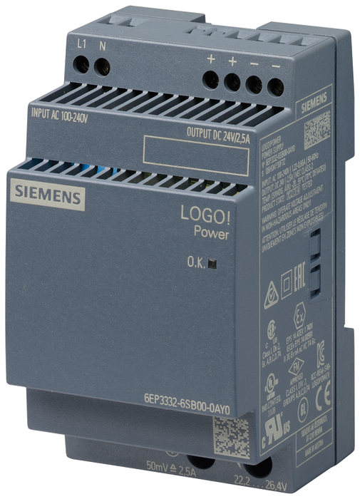 SIEMENS SIPLUS LOGO POWER FUENTE ENT 100-240VAC SAL 24VDC TEMP EX