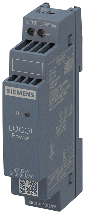 SIEMENS FUENTE LOGO POWER 1F 100-240VAC SAL 24VDC 0.6A