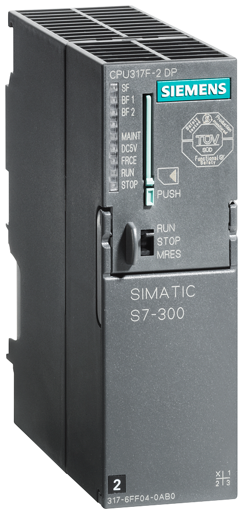 SIEMENS S7-300 CPU 317F-2DP CENTRAL PROCESSING UNIT WITH 1 5 MB WORK MEMORY 1ST INTERFACE MPI/DP 12 MBIT/S 2ND INTERFACE DP MASTER/SLAVE MICRO MEMORY CARD REQUIRED CAN BE USED WITH SOFTWARE PA