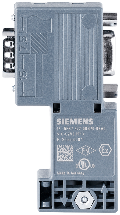SIEMENS DP CONNECTION PLUG FOR PROFIBUS UP TO 12 MBIT/S 90° CABLE OUTLET 15 8X 72 2X 36 4 MM (WXHXD) INSULATION DISPLACEMENT METHOD FASTCONNECT WITH PG RECEPTACLE