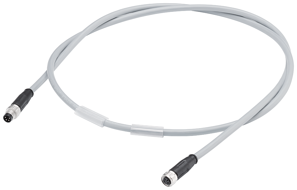 SIEMENS POWER CABLE M8 BOTH ENDS ASSEMBLED WITH M8 CONNECTOR AND M8 SOCKET 4-POLE LENGTH 10 M