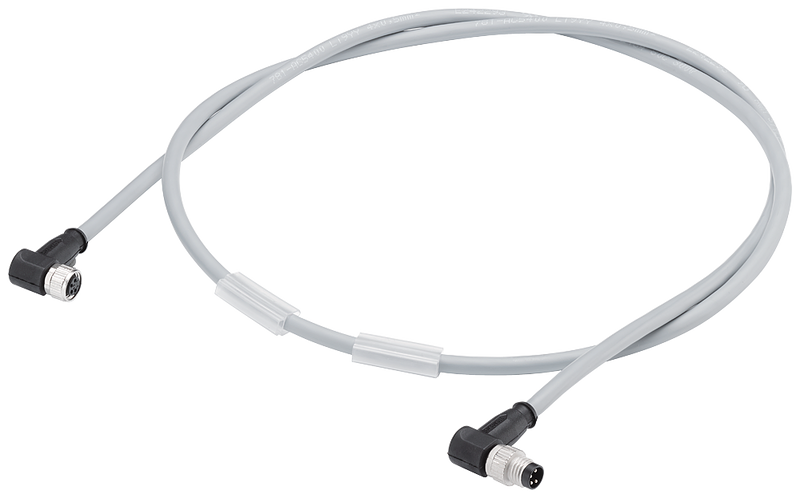 SIEMENS POWER CABLE M8 BOTH ENDS ASSEMBLED WITH M8 CONNECTOR ANGLED AND M8 SOCKET ANGLED 4-POLE LENGTH 2 0 M