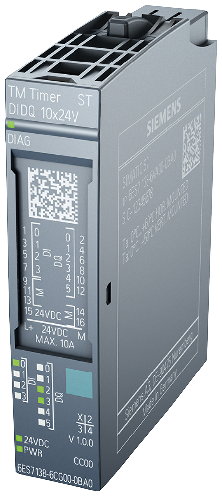 SIEMENS ET 200SP TM TIMER DIDQ 10X 24V TIME-CONTROLLED DIGITAL INPUTS AND OUTPUTS 4 DI 6DQ WITH TIME STAMP COUNT PWM OVERSAMPLING