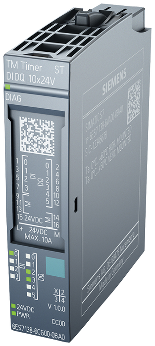 SIEMENS ET 200SP TM TIMER DIDQ 10X 24V TIME-CONTROLLED DIGITAL INPUTS AND OUTPUTS 4 DI 6DQ WITH TIME STAMP COUNT PWM OVERSAMPLING