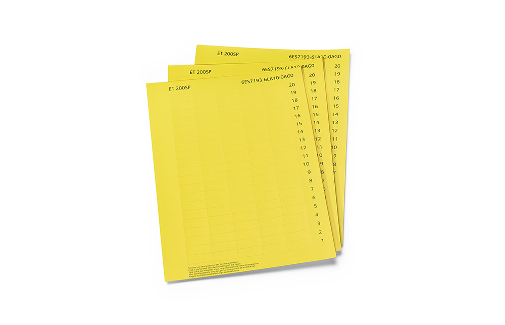 SIEMENS ET 200SP 1000 LABELING STRIPS YELLOW 10 SHEETS DIN A4 PERFORATED PAPER 180G/M2