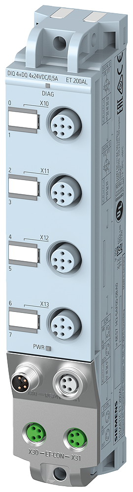 SIEMENS ET 200AL DIQ 4+DQ 4X 24 V DC/0 5 A 4X M12 DEGREE OF PROTECTION IP67