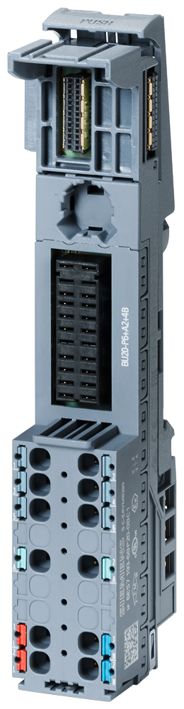 SIEMENS ET 200SP BASEUNIT TYPE C1 BU20-P6+A2+4B BU TYPE C1 PUSH-IN TERMINALS WITH 2 AUX TERMINALS BRIDGED TO THE LEFT WXH: 20 MMX117 MM