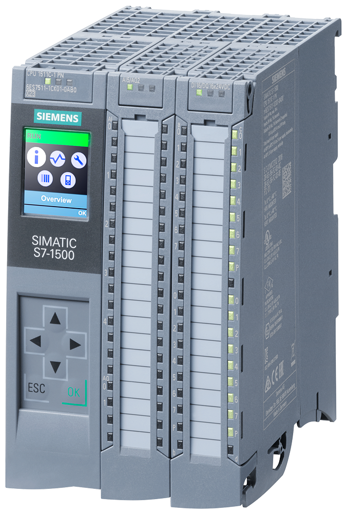 SIEMENS S7-1500 CPU 1511C-1 PN 16DI-16DO 5AI-2AO 6HC 4PTO/PWM 2-PORT SWICH 175KB-PROG 1MB-DATA