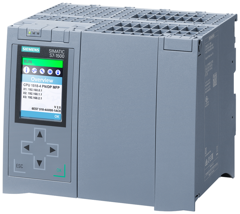 SIEMENS S7-1500 CPU 1518-4 PN/DP MFP C/C++ RUNTIME LICENCIA OPC UA PROF-IRT 2-PORT SWITCH ETHERNET PROFIBUS 4MB-PROG 20MB-DATA