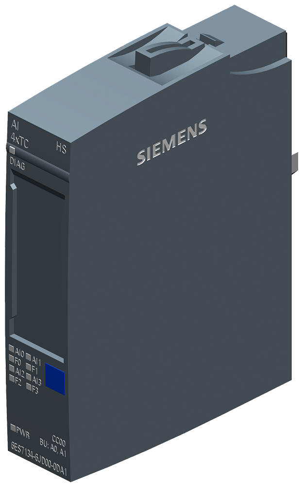 SIEMENS ET 200SP ANALOG INPUT MODULE AI 4XTC HIGH SPEED SUITABLE FOR BU TYPE A0 A1 COLOR CODE CC00 CHANNEL DIAGNOSTICS 16 BIT +/-0 1%