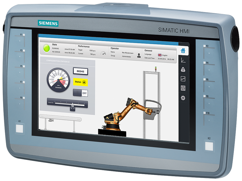 SIEMENS SIMATIC HMI KTP900 MOBILE 9 0IN TFT DISPLAY 800X 480 PIXEL 16 MILLION COLORS KEY AND TOUCH OPERATION 10 FUNCTION KEYS 1X PROFINET/INDUSTRIAL ETHERNET INTERFACE 1X MULTIMEDIA CARD 1X USB CONFIG