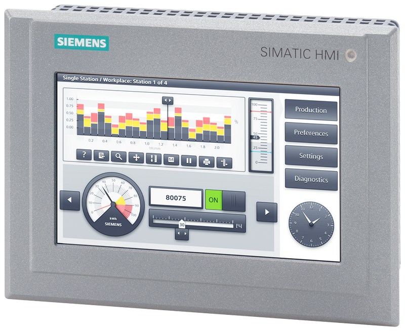 SIEMENS SIMATIC HMI TP700 COMFORT OUTDOOR COMFORT PANEL TOUCH OPERATION 7IN WIDESCREEN TFT DISPLAY 16 MILLION COLORS PROFINET INTERFACE MPI/PROFIBUS DP INTERFACE 12 MB CONFIGURATION MEMORY WINDOWS CE