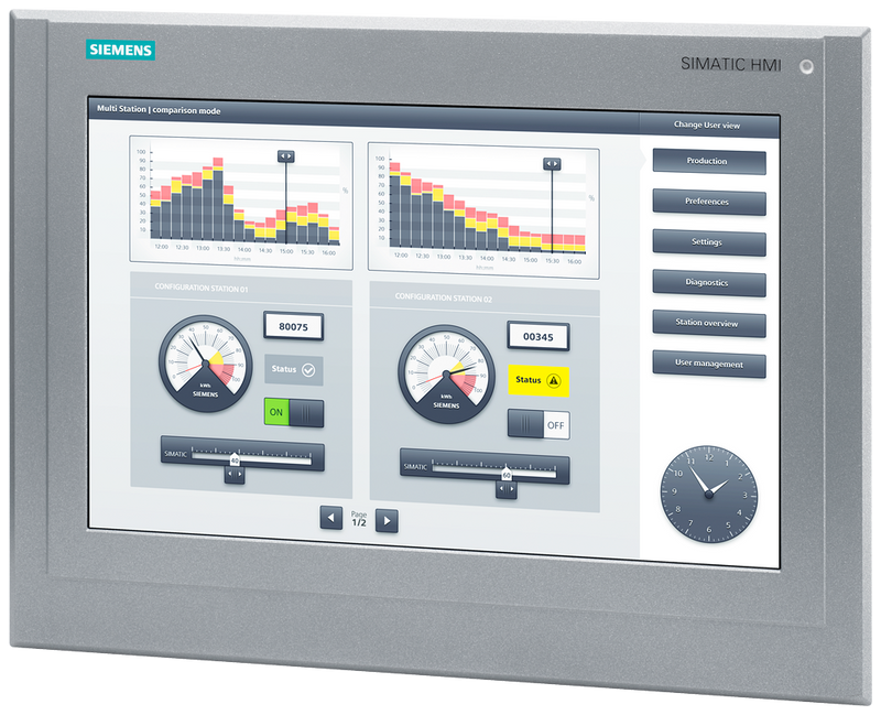 SIEMENS SIMATIC HMI TP1500 COMFORT OUTDOOR COMFORT PANEL TOUCH OPERATION 15IN WIDESCREEN TFT DISPLAY 16 MILLION COLORS PROFINET INTERFACE MPI/PROFIBUS DP INTERFACE 12 MB CONFIGURATION MEMORY WINDOWS C